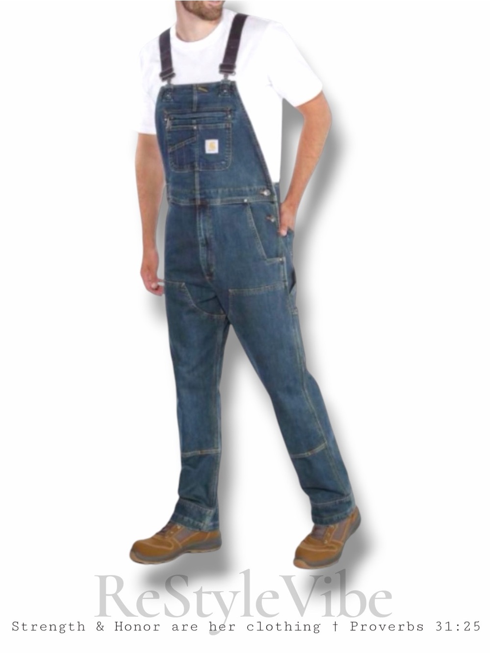 CARHARTT Men’s Size 38x34 Denim Jean Bib Overalls Rugged Flex Stretch Superior
